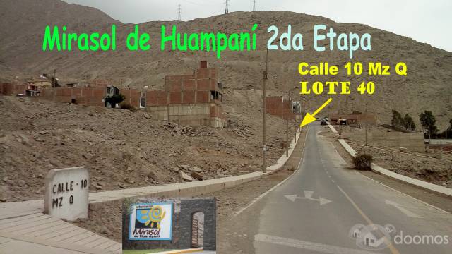 Vendo terreno Urb. Mirasol de Huampani 2da etapa Chaclacayo