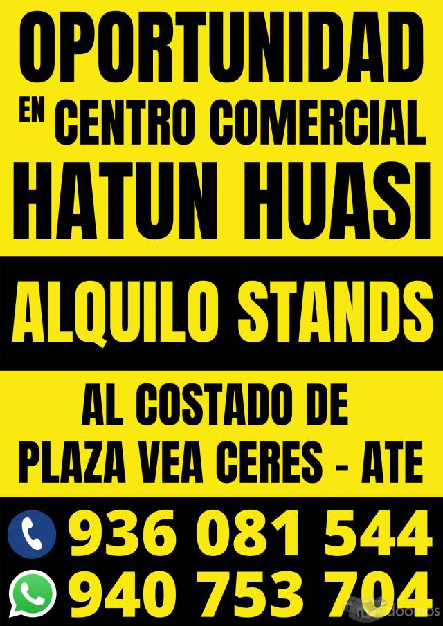 ALQUILO STANDS EN CENTRO COMERCIAL HATUN HUASI ATE